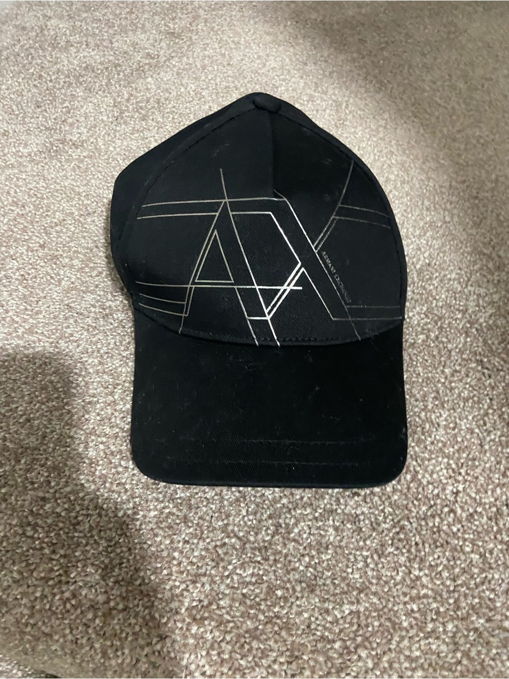 Armani Exchange Black Adjustable Baseball Cap with Geometric Logo